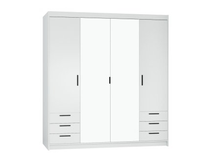 Šatní skříň Enja 4D6S se zrcadlem (Odstín Bílá)