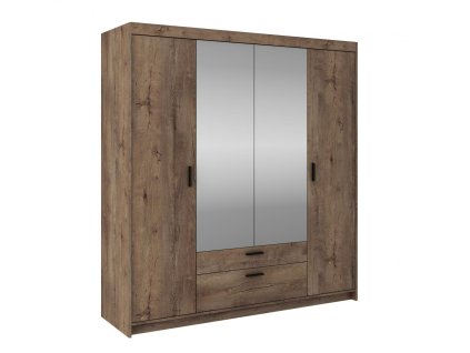 Šatní skříň Enja 4D2S se zrcadlem (Odstín Dub lefkas)