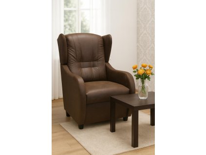Relaxační křeslo ušák René potah Watusi (Barva potahu Tmavě hnědá)