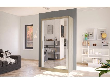 Šatní skříň Kosta VII 100 (Odstín Dub sonoma/bílá)