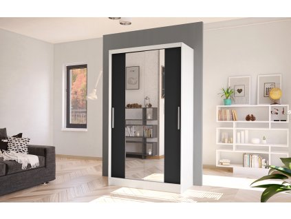 Šatní skříň Kosta II 100 (Odstín Bílá/černá)