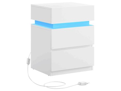 Noční stolek ANT-E1163 WT s LED osvětlením (Odstín Bílá)