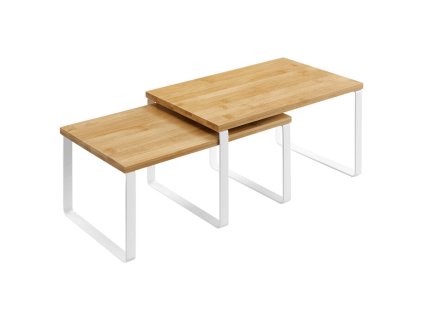 Set 2 kusů regál AUK-E1002 NAT (Barva Bílá)