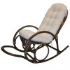 Ratanové houpací křeslo Jenaira hnědé s polstrem (Polstr Světle béžový melír)