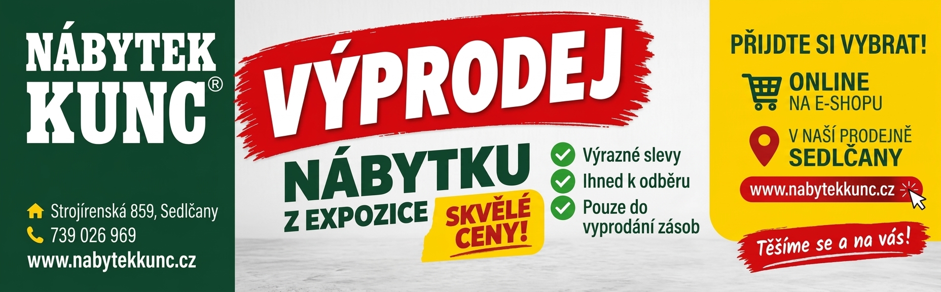 Výprodej nábytku z Expozice prodejny Nábytek Kunc Sedlčany