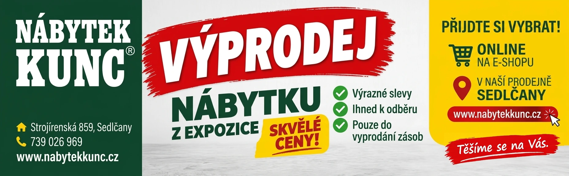 Výprodej nábytku z Expozice prodejny Nábytek Kunc Sedlčany