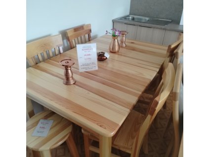 Komplet stůl + 4 ks židlí  - masiv borovice