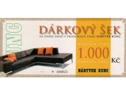Dárkový šek v hodnotě 1 000,-  Kč