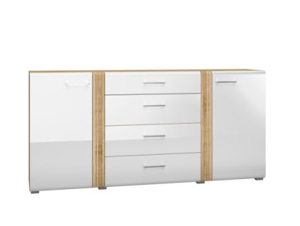 ADAGIO 06 komoda 2D4S, dub/ bílý lesk