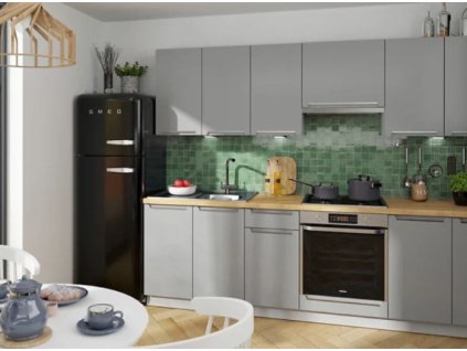 Kuchyň IRIS 260 s vybavením, šedá grenola/ferro