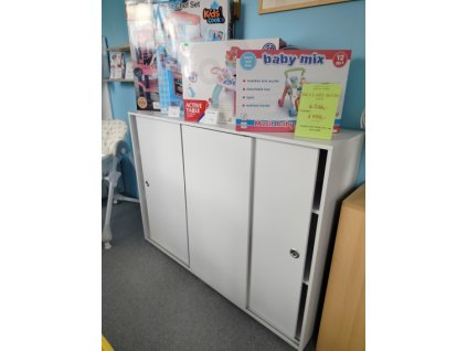 REA LARY S6/110 komoda s posuvnými dvířky - bílá - Výprodej