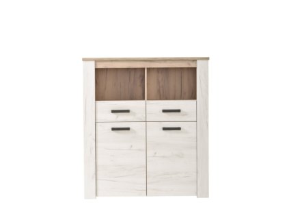KENT POP 2F kombinovaná komoda bílý/dub šedý
