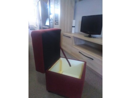 Taburet s úložným prostorem vínový - VÝPRODEJ