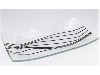 Tác skleněný čirý s linkami 30 x 18 cm