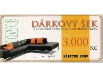 Dárkový šek v hodnotě 3 000,-  Kč