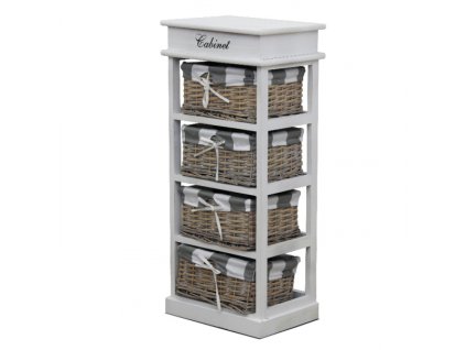 MANON komoda, 4 košíková, šedá / bílá