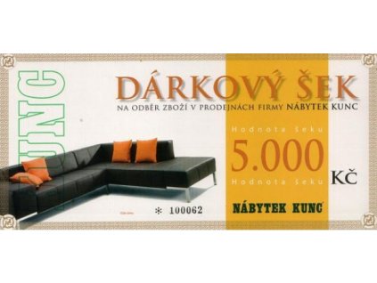 Dárkový šek v hodnotě 5 000,-  Kč