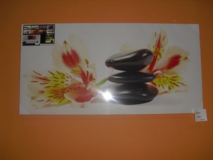 Obraz černé kameny a květy