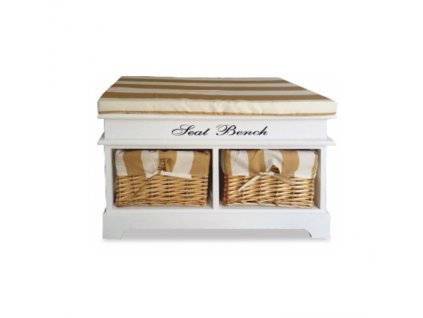 SEAT BENCH 4 lavice s polštářem, 2 zásuvková, bílá / medová