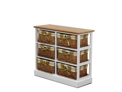 GINGER 1 komoda 6 košíků, bílá / medová
