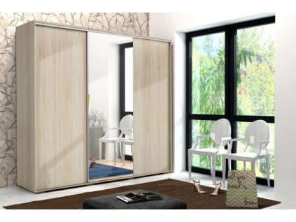 A25 skříň šatní posuvnými dveřmi  s 1 zrcadlem