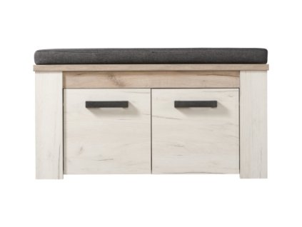 KENT 2K botník se sedákem, dub bílý/dub šedý