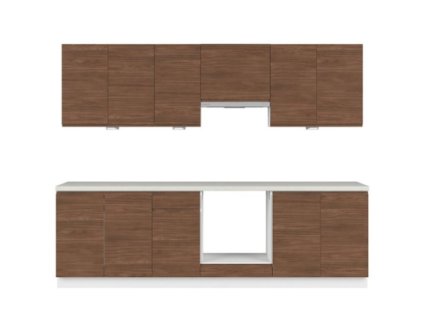 Kuchyň SOLE 260 s vybavením, bílá alpská/ořech lincoln