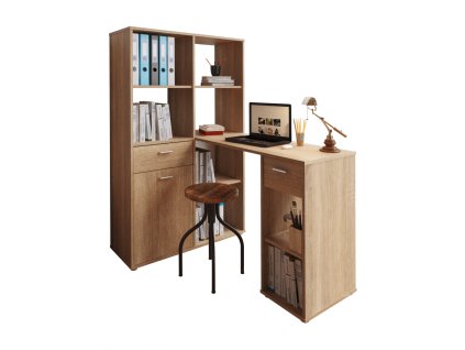 mineson stolek s regálem sonoma