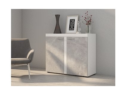 ROBBEN 2D  komoda beton/bílá lamino / "LP"/