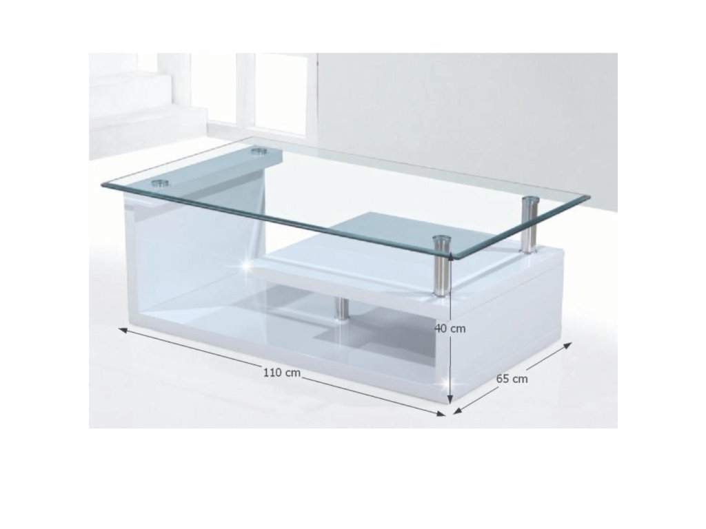 Konferenční stolek, sklo/bílá extra vysoký lesk HG, JULIEN
