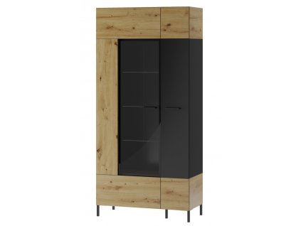 Vitrína LUCAS 12, 2-dveřová, dub artisan/černá mat, moderní design