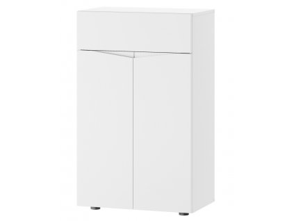Bílá 2-dveřová komoda LUCCA 07 s bezúchytkovým designem, MDF