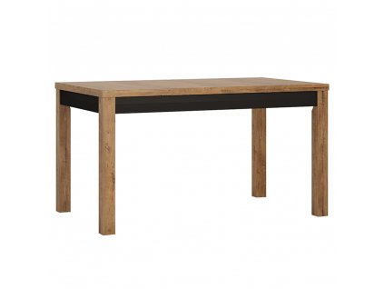 Rozkládací jídelní stůl, dub lefkas tmavý / černý mat, 140-180x85 cm, LUCITA HAVT02