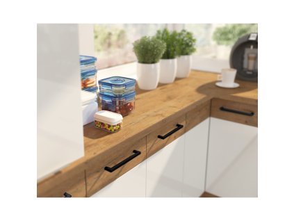 Vysoká skříňka na vestavnou troubu, dub lancelot / bílá extra vysoký lesk HG, VEGA 60 DP-210 2F