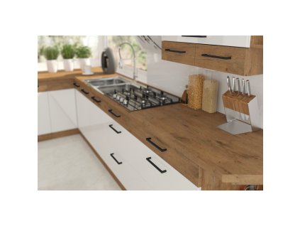 Vysoká skříňka na vestavnou troubu, dub lancelot / bílá extra vysoký lesk HG, VEGA 60 DP-210 2F