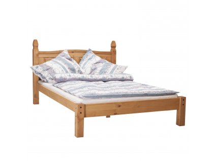 Masivní dvoulůžko CORONA vosk 140x200 cm z borovice s přírodní úpravou