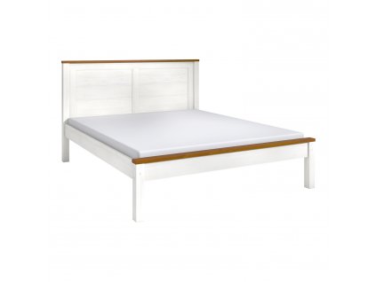 Masivní dvoulůžko TOPAZIO 160x200 cm, borovice, bílá/hnědá