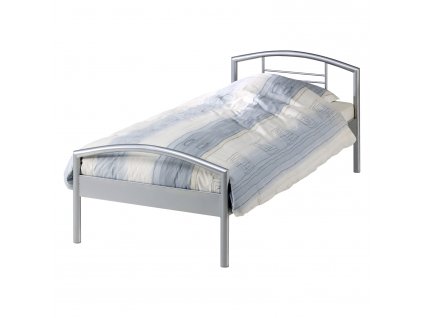 Kovové jednolůžko PARIS 90x200 cm, stříbrné, moderní design pro děti