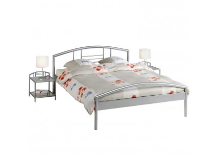Kovové dvoulůžko PARIS 160x200 cm, stříbrné, stabilní konstrukce