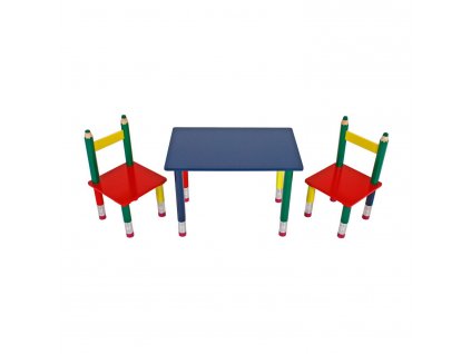 Dětský set stůl + 2 židle PASTELKY
