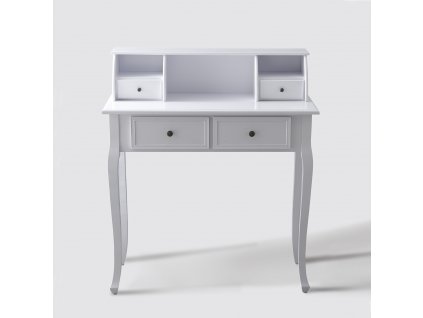 Bílý toaletní stolek STELLA s 4 zásuvkami z MDF a masivní borovice