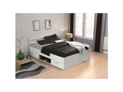 Multifunkční postel MICHIGAN 140x200 cm s úložným prostorem, perleťově bílá