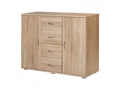 Odolný prádelník 51507 v dekoru dub Sonoma s 2 dvířky a 4 zásuvkami