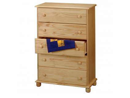 Masivní borovicový prádelník 5 zásuvek 8015, lakovaný, stabilní design