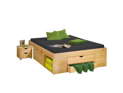 Masivní dvoulůžko KLASA 140x200 s úložným prostorem a roštem