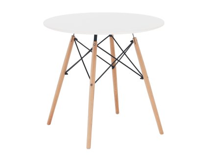Jídelní stůl, bílá / buk, průměr 60 cm, Gamin NEW 60