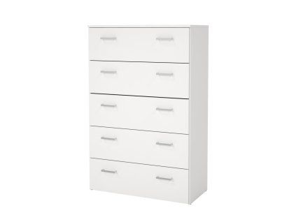 Bílá komoda Sid 5S s 5 zásuvkami, minimalistický design, FALCO