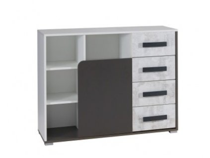 Moderní bílá/grafitová komoda Bruce R3 s 3 zásuvkami, Enigma