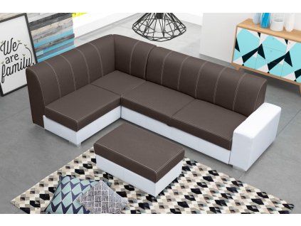 Sedací souprava Rest L tm.hnědá/bílá