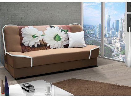 Pohovka Rallye hnědá/květ